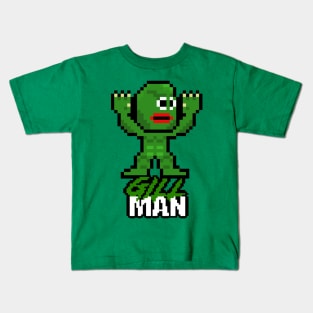 Slasher Man Retro 8-Bit Horror Gaming: Gill Man! Kids T-Shirt